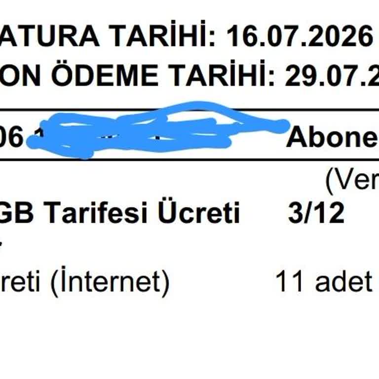Faturada Haksız 2.460 TL Aşım Ücreti Ve SMS Bildirimi Yokluğu