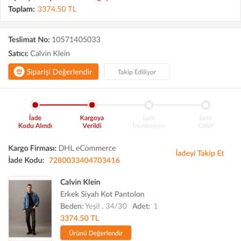 Calvin Klein Pantolon Siparişinde Sürekli Yanlış Beden Ve Fiyat Artışı