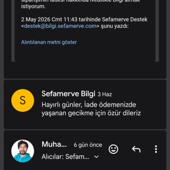 Sefamerve'de Geri Ödeme Gecikmesi Ve Müşteri Hizmeti İhmali
