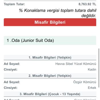 Rezervasyon Eksikliği Ve Junior Suit Ücreti İadesi