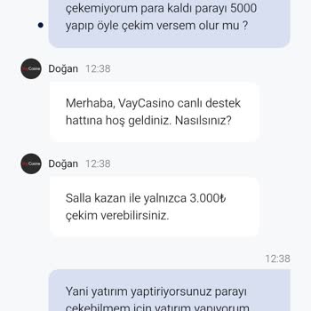 Vaycasino’da 3.000 TL Kazancım Minimum Havale Şartı Nedeniyle Çekilemedi