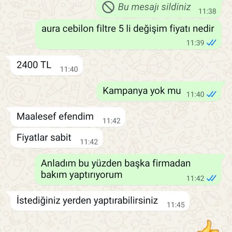 İhlas Aura Cebilon'lu Filtre Değişiminde Fahiş Ücret Ve Saygısız Tavır