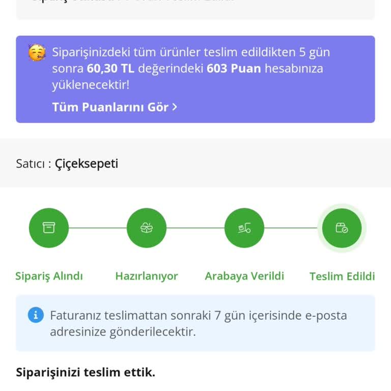 Çiçek Sepeti Teslim Edilmediği Görünen Siparişe İade Talebi