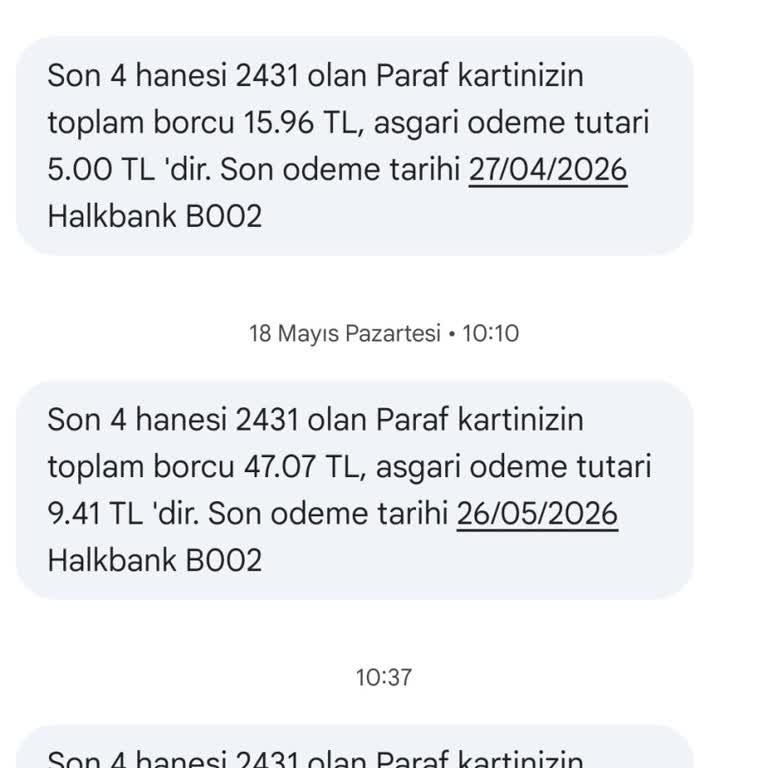 Kapanmış Paraf Kartı İçin Yanlış Borç SMS'leri Ve İptal Talebi