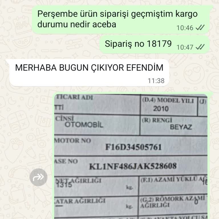 Fren Parçaları Kargoya Verilmedi, Güvenlik Tehlikede Ve İade Talebi