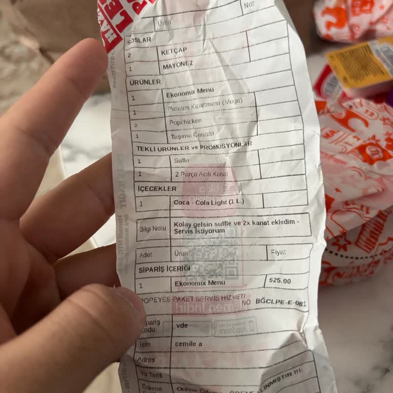 Eksik Popeyes Siparişi Ve İade Reddi