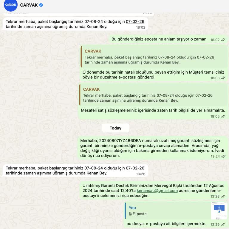 Carvak’ta Uzatılmış Garanti Kayıt Hatası: Yanlış Başlangıç Tarihi Ve Çift Ücret