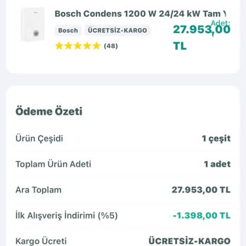 Teslim Edilmemiş Bosch Condens 1200W Ürünü İçin Geri Ödeme Ve Acil Gönderim Talebi