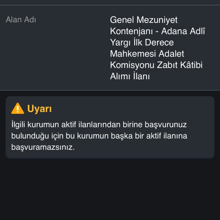 İptal Edilen Başvuru Sistemde Kaldığı İçin Yeni Başvuru Yapılamıyor