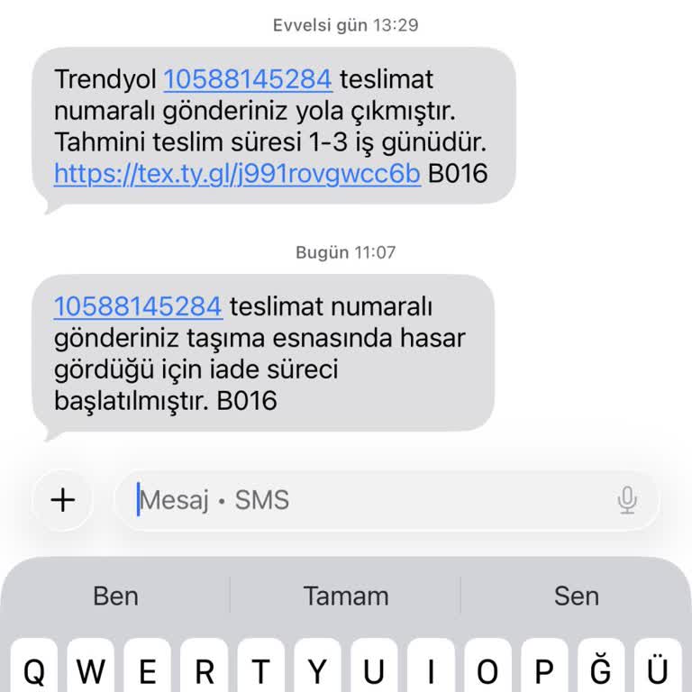 Kargo Hasarı Nedeniyle Ücretsiz Değişim Talebi