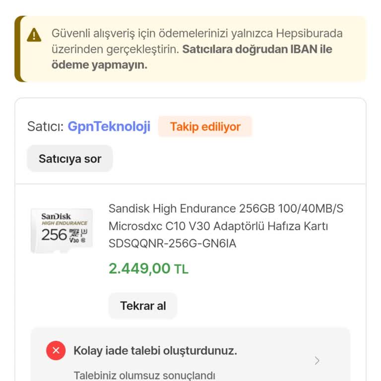 Hepsiburada Fatura Numarası Uyumsuzluğu Nedeniyle İade Talebi