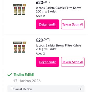 Eksik Gelen Jacobs Filtre Kahve İçin Hemen Teslimat Veya Tam İade Talebi