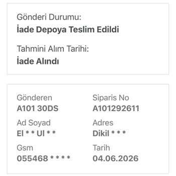 A101 Ücret İadesi Ürün Depoya Teslim Edildiği Halde Yapılmıyor