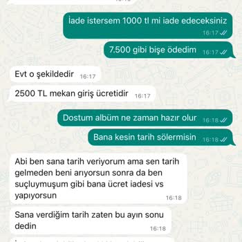 Wedding Öztürk Fotoğraf Çekimi Teslim Edilmemesi Ve Ücret İadesi Talebi