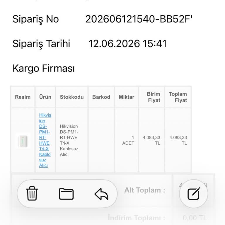 Sanat Elektrik Hikvision Alıcısı Kargolanmadı Ve İade Yapılmadı