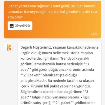 Üç Tablet Siparişinde Eksik Ürün Ve İade Talebi