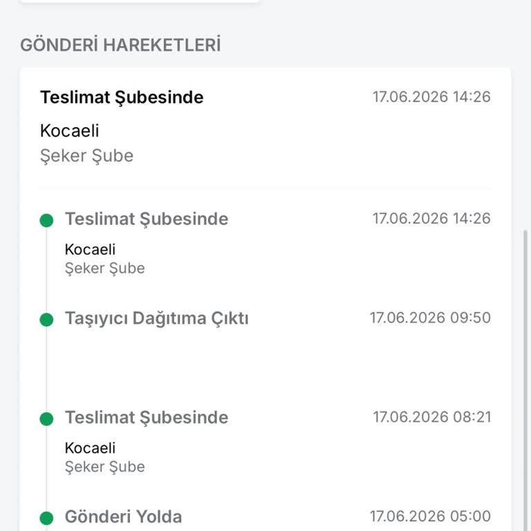 Kargo Teslim Edilmedi Ve Kocaeli Şeker Şubesine Geri Döndü