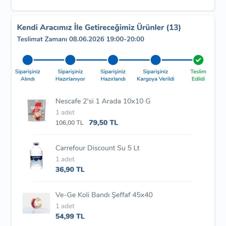 Carrefour SA Eksik, Bozuk ve Yanlış Gönderilen Ürünler İçin Geri Ödeme Talebi