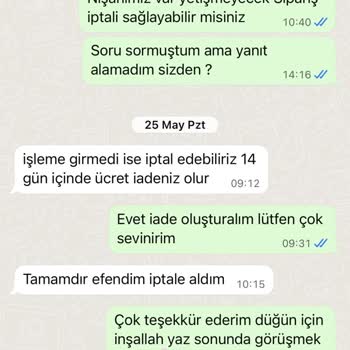 Sipariş İptali Sonrası İade Yapılmadı