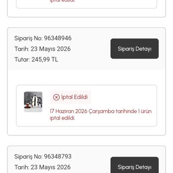 Karaca Siparişlerim Firma Tarafından Tek Taraflı Olarak İptal Edildi