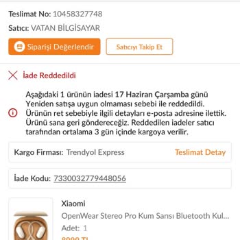 Yamuk Kulaklık İadesi Reddi Ve Vatan Bilgisayar İlgisizliği