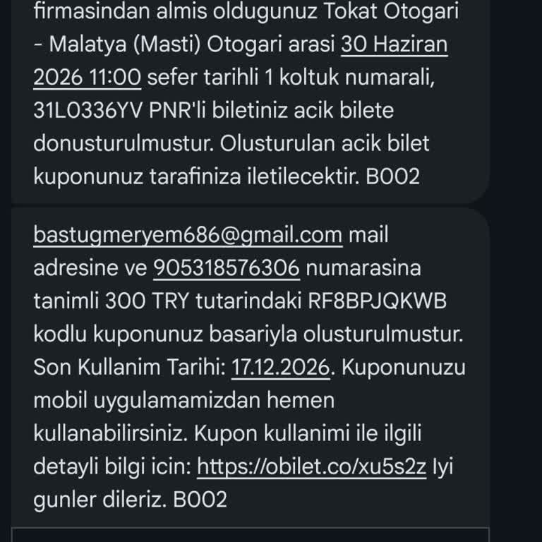 Bilet Değişikliği Sonrası Kupon Geri Dönüşü Olmadığı İçin 1000 TL Ek Ödeme Yaptım