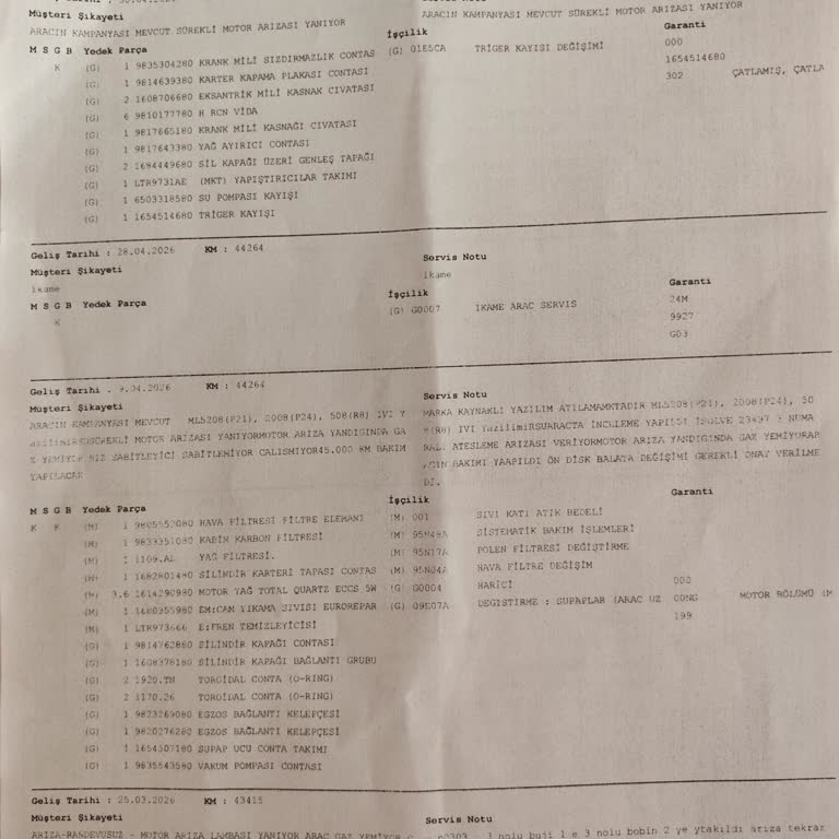 Garanti Kapsamındaki Peugeot 2008’te Tekrar Eden Motor Arızası Ve Uzun Servis Gecikmesi