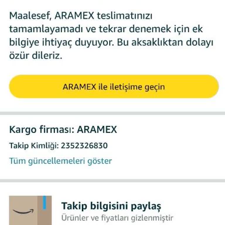 Amazon Aramex Teslim Edildi İşaretlemesi Yanlış: Paket Nerede?