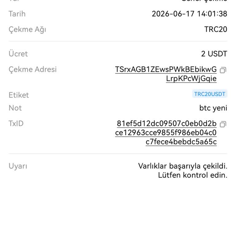 Bilgilendirilmeden Değişen USDT Yatırma Adresi Nedeniyle 2393 USDT Hesaba Yansımıyor