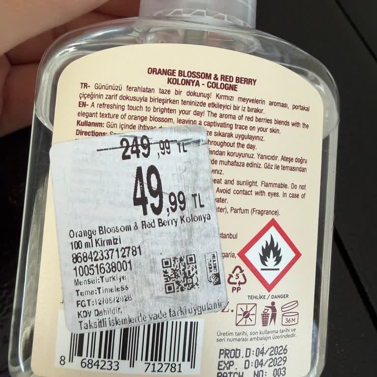 Online Satın Aldığım Kolonya İçin Ödenen 169,99 TL Ve Etiket Fiyatı 49,99 TL Arasındaki Fark