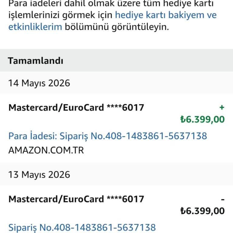Amazon Türkiye’den İade Gecikmesi: 6399 TL Kartıma Yansımıyor