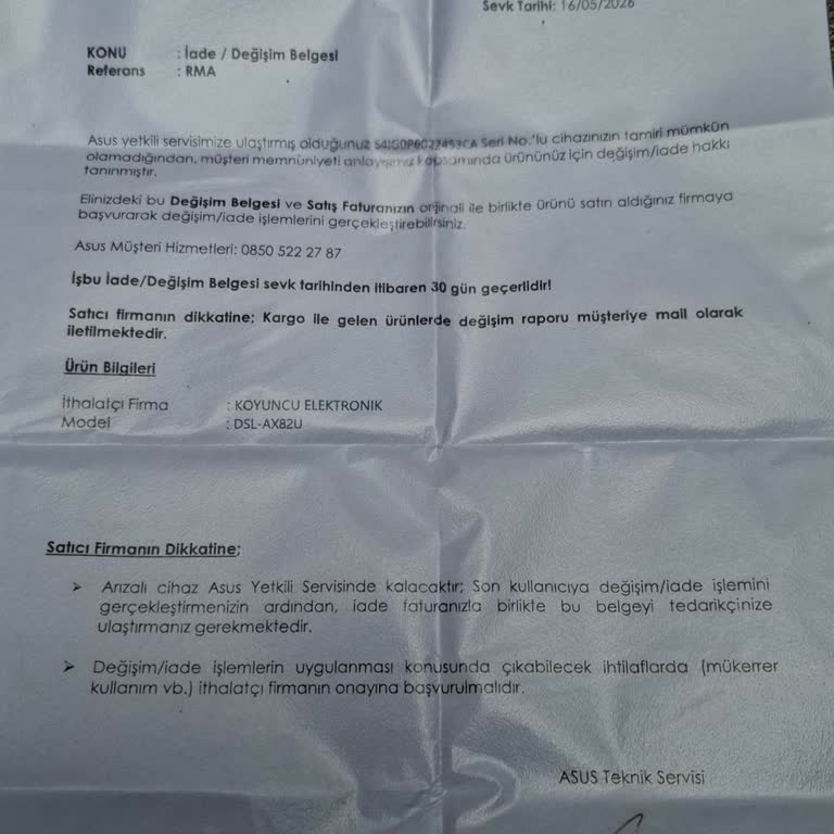 Modemim Bir Yıl Sonra Arızalandı, Değişim Kağıdı Gönderildi Ama İşlem Yapılmadı