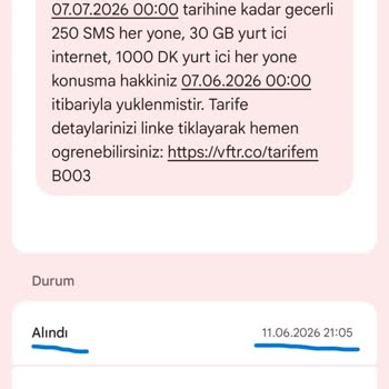 Vodafone Uyarı SMS'i Gönderilmediği İçin Aşırı Fatura Ve Haksız Kesinti İadesi
