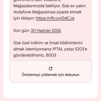Vodafone Uyarı SMS'i Gönderilmediği İçin Aşırı Fatura Ve Haksız Kesinti İadesi