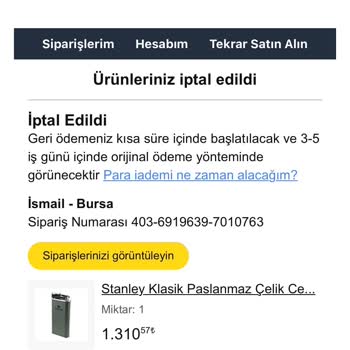 İptal Edilen Siparişin İadesi Gecikiyor Ve Müşteri Hizmetlerine Ulaşılamıyor