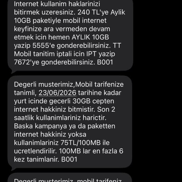 Kalan 6 GB İnternetime Rağmen Aniden İnternet Bitti SMS’i Ve 450 TL Aşım Ücreti