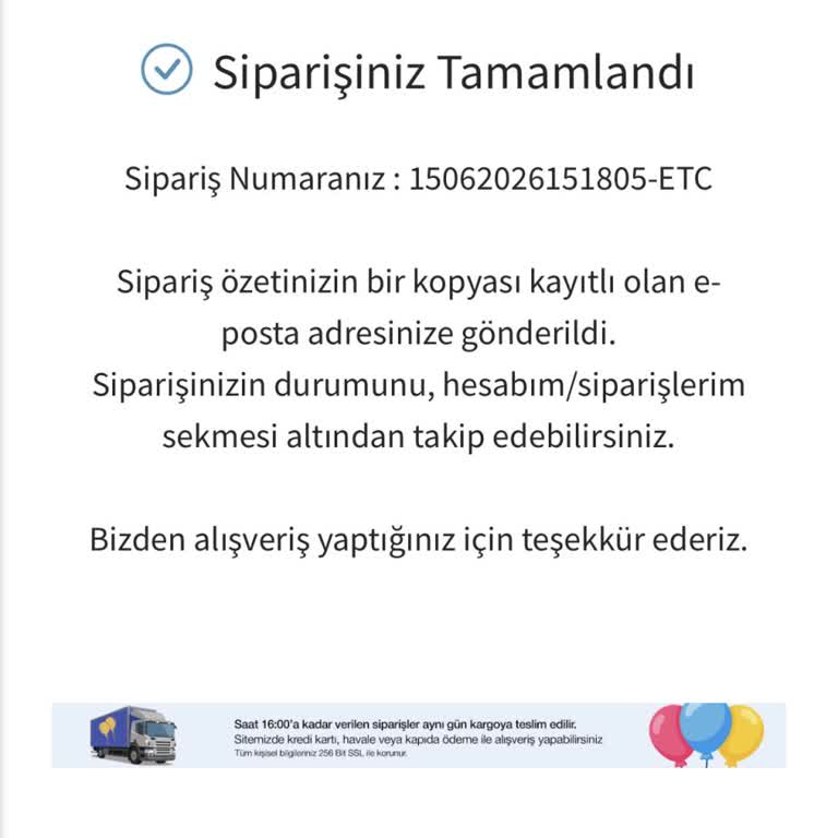 Balon Dünyası’nın Söz Verilen Aynı Gün Kargosu Gelmedi, İptal Ve İade Talebi