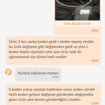 Avva T-Shirt Değişimlerinde Tekrarlayan L Beden Hatası