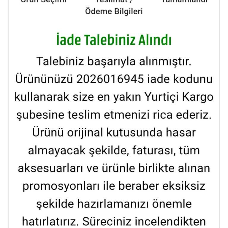 Geçersiz İade Kodu Nedeniyle Süreçte Durma Ve Mağduriyet