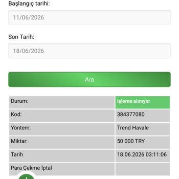 50.000 TL'lik Trend Havale Çekim Talebimin İşlemde Askıya Alınması