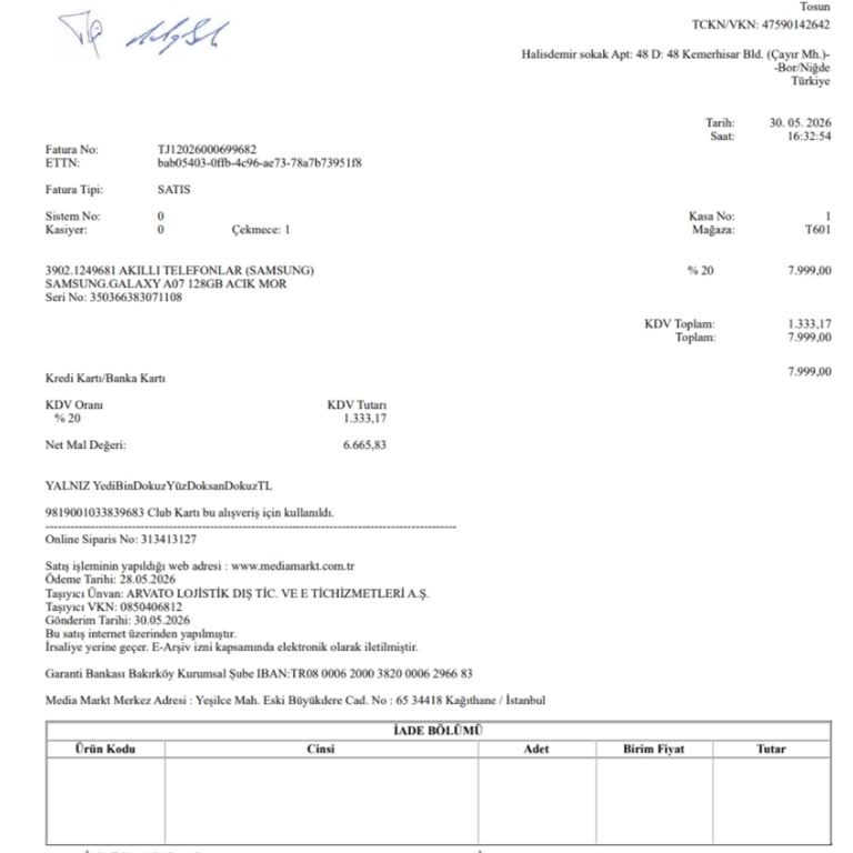 Media Markt’ta Samsung A07 İadesi Uzuyor Ve Geri Ödeme Bekliyor