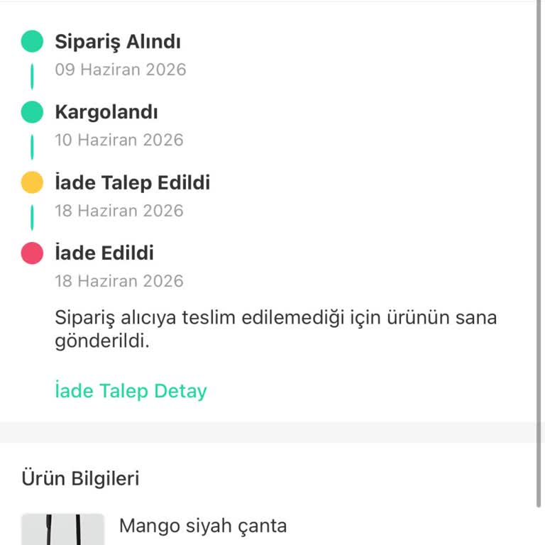 Teslim Edilmeyen Çanta Ve İade Süreci Hakkında Şikayet