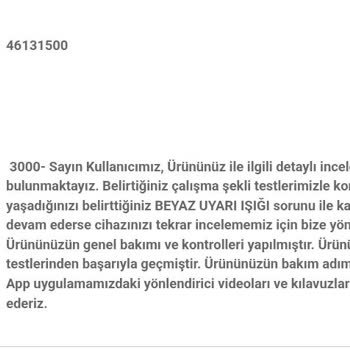 Dyson Hava Temizleyicide Sürekli Beyaz Ekran Arızası Ve İade Talebi