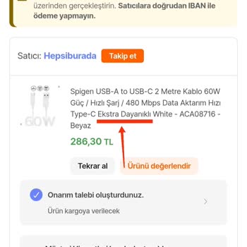 Hepsiburada’dan Alınan Spigen Şarj Kablosu Dayanıklılık Sözünü Tutmadı