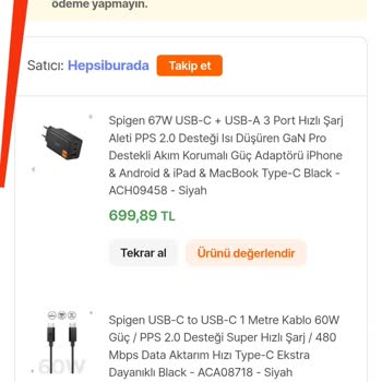 Hepsiburada’dan Alınan Spigen Şarj Kablosu Dayanıklılık Sözünü Tutmadı