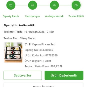 Teslim Edildiği Görünen Fincan Takımı Alıcıya Ulaşmadı Ve İade Talebi