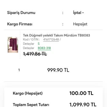 Sultanbutik Ödeme İadesini Gerçekleştirmedi