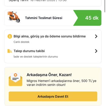 Migros Sanal Market'te Hemen Teslimat Gecikmesi Ve Bilgilendirme Eksikliği