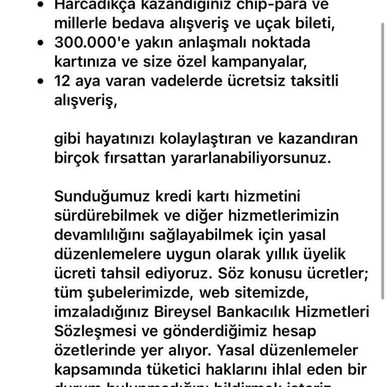 Kredi Kartı Limitine Orantısız Yıllık Üyelik Ücreti Kesintisi Reddi Ve İade Talebi
