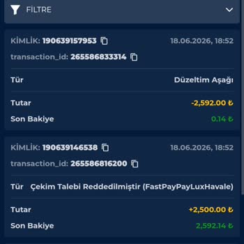Silinen 2500 TL Spor Bakiyesinin Geri Yüklenmesi Talebi
